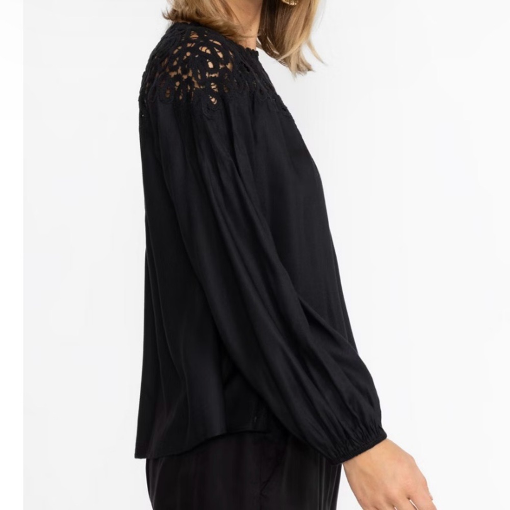 Johnny Was Cielito Modal blouse black crochet size XS - Picture 2 of 11